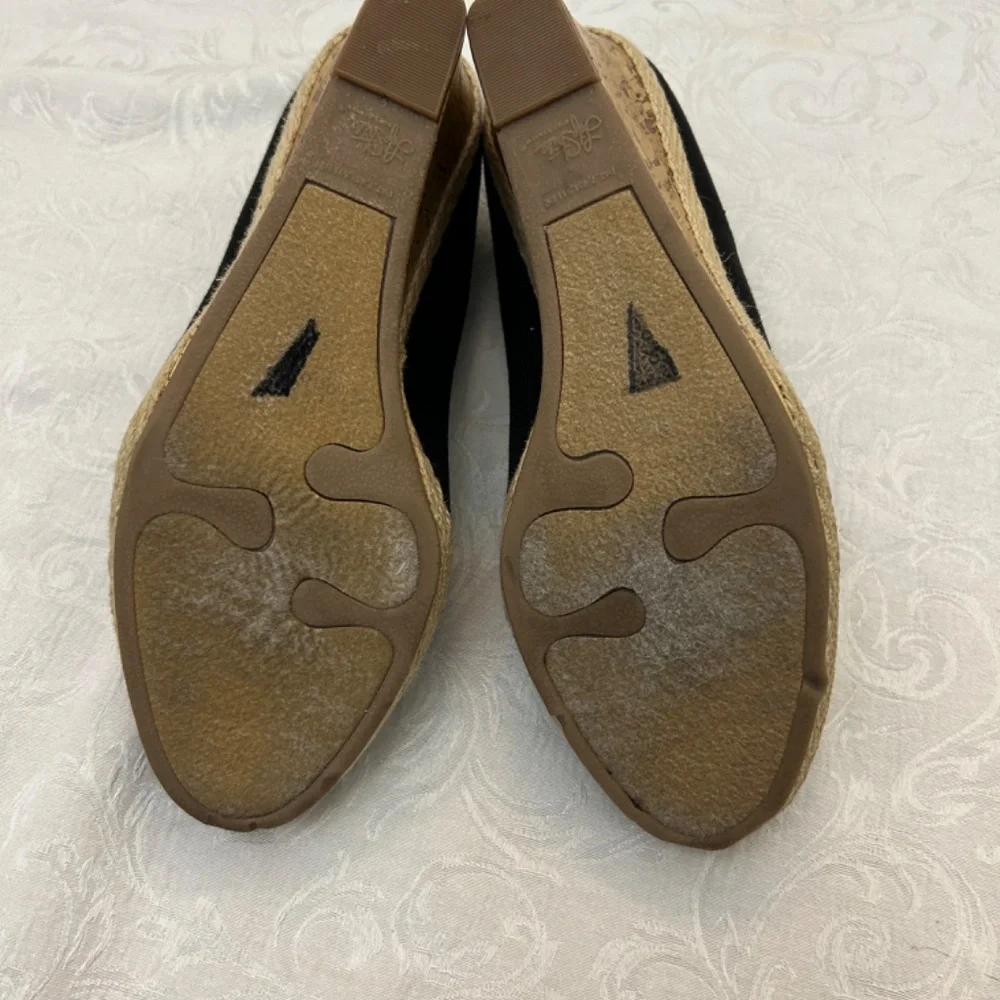 LifeStride Clementine wedge in black canvas w/cork-patterned heel sz 7.5M